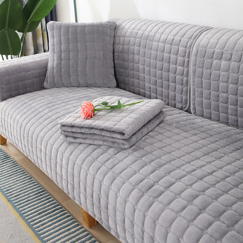 Non-slip fabric sofa cover thickened flannel